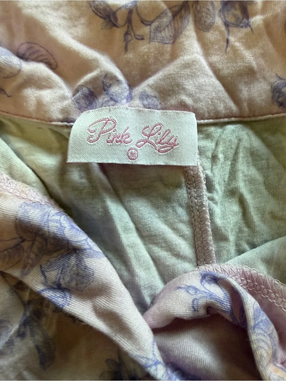 Pink Lily Lavender Floral Wide-Leg Pajama Set